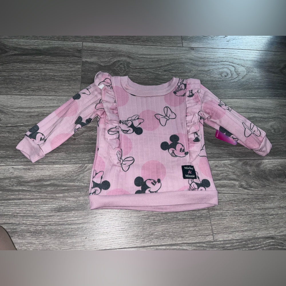 Pink Minnie Mouse Ruffle Long-Sleeve Top and bottom   3T